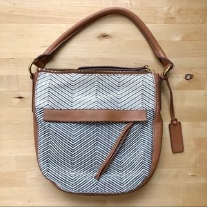 Fossil leather & fabric shoulder/crossbody bag